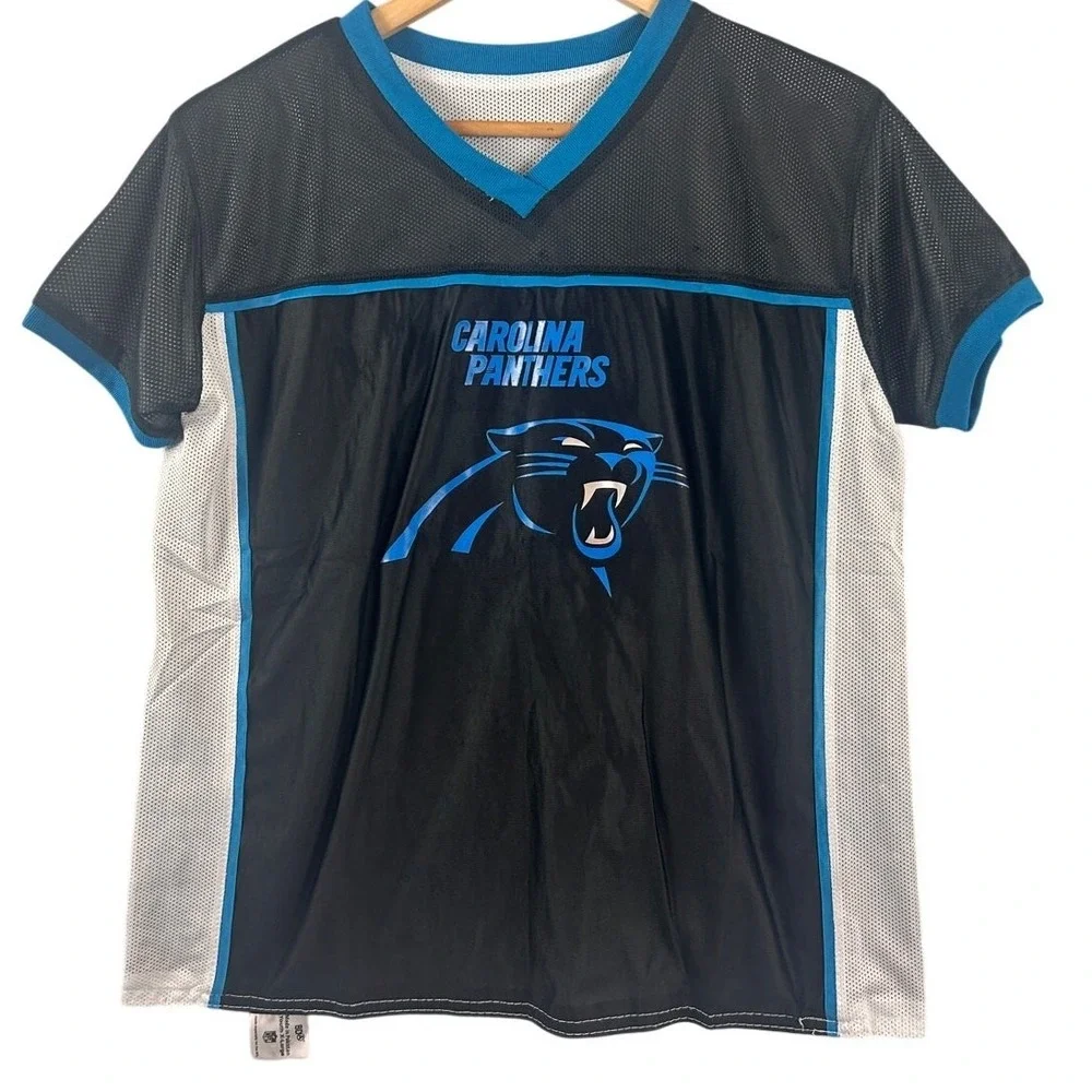 Carolina Panthers NFL Youth XL Jersey Black Blue Mesh‎ V-Neck BDA 547683
